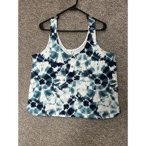 Old Navy Lightweight Blue Tie Dye Cotton Blend Tank Top Size Large Tall